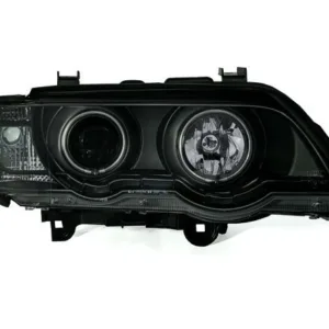 Кристални фарове с дневни светлини и ангелски очи за BMW X5  (99-03) - черни